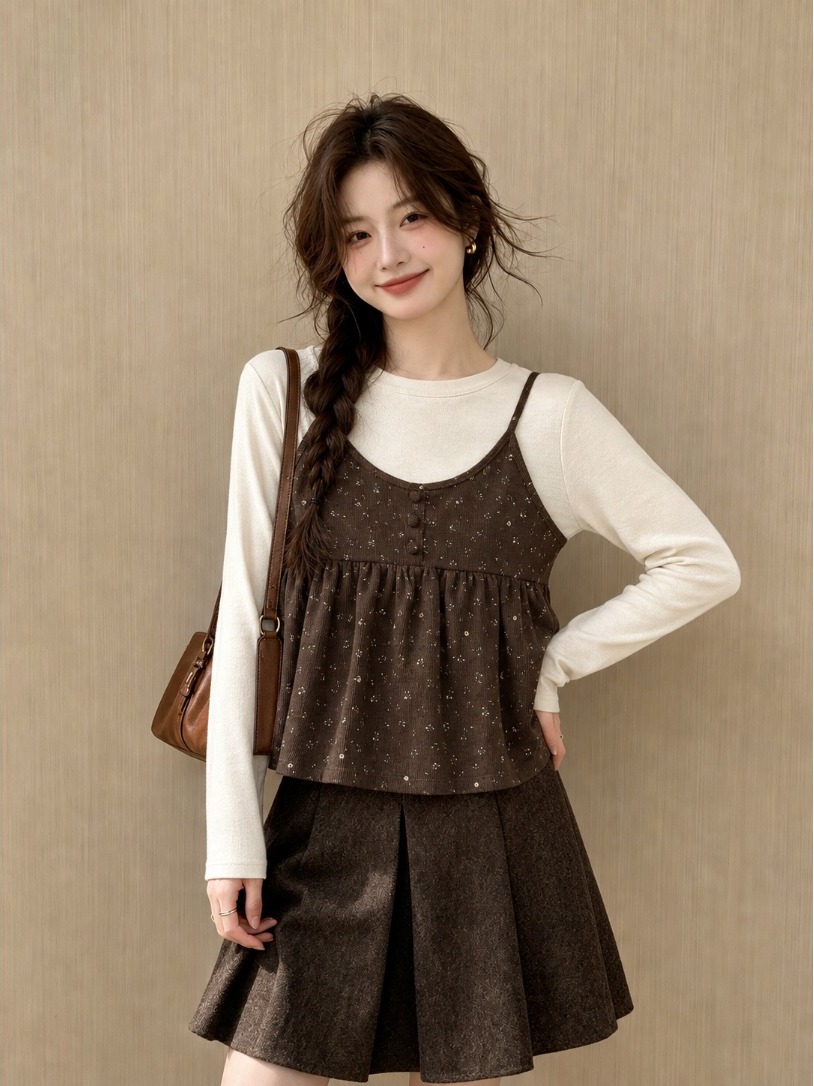 เสื้อสายเดี่ยวพิมพ์ลายดอกไม้สไ - Base Layer Top บทวิจารณ์และราคา