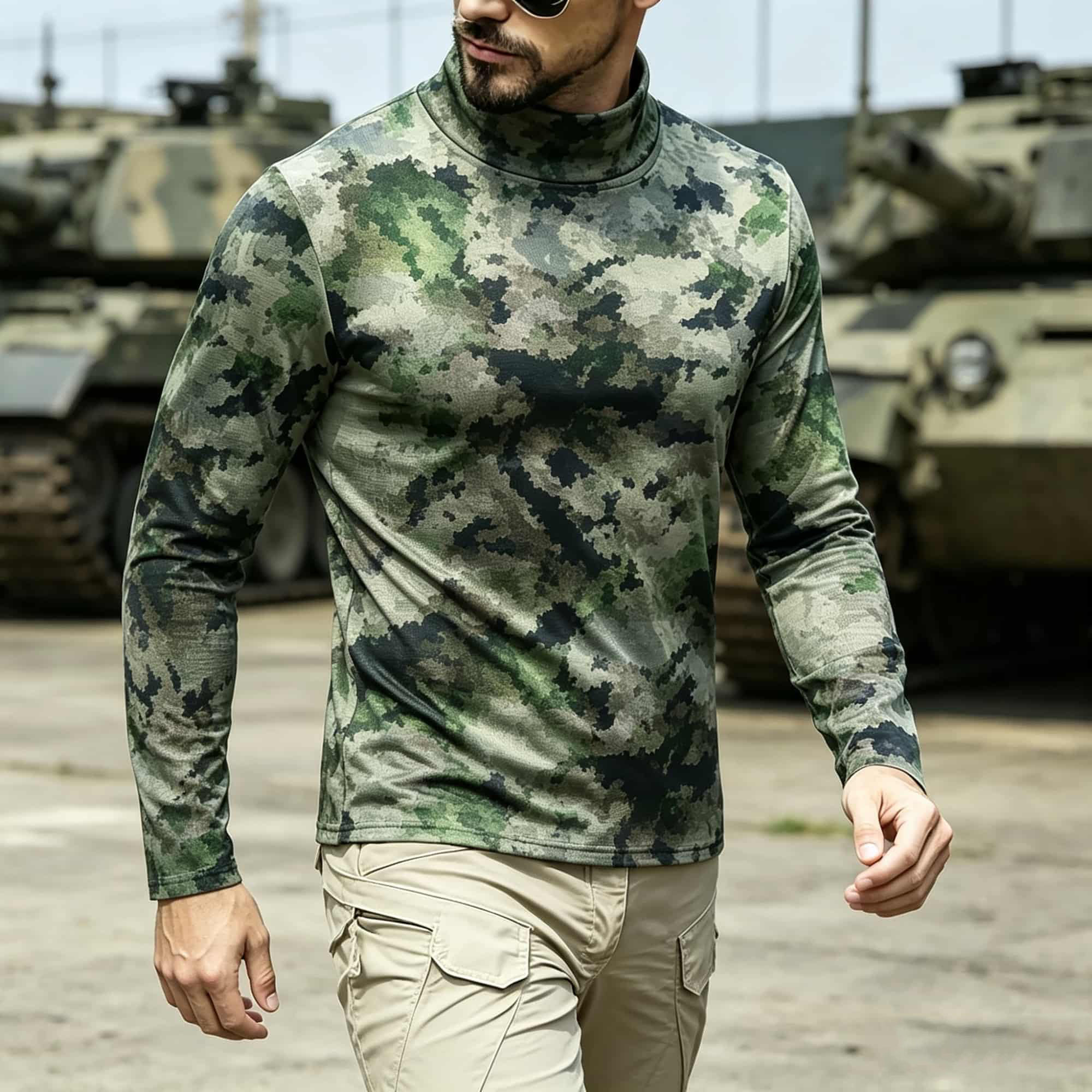 เสื้อเชิ้ตแขนยาวคอเต่าลายพรางส - Base Layer Top บทวิจารณ์และราคา
