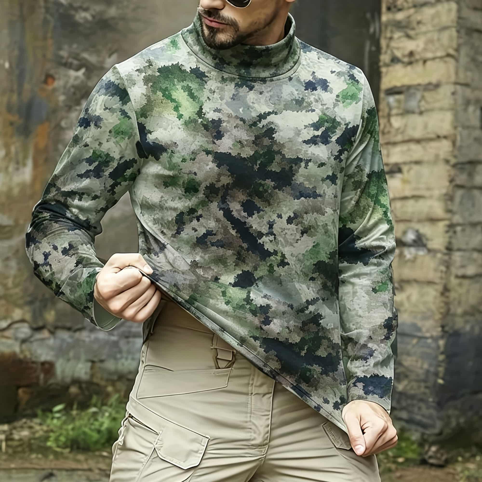 เสื้อเชิ้ตแขนยาวคอเต่าลายพรางส - Base Layer Top บทวิจารณ์และราคา